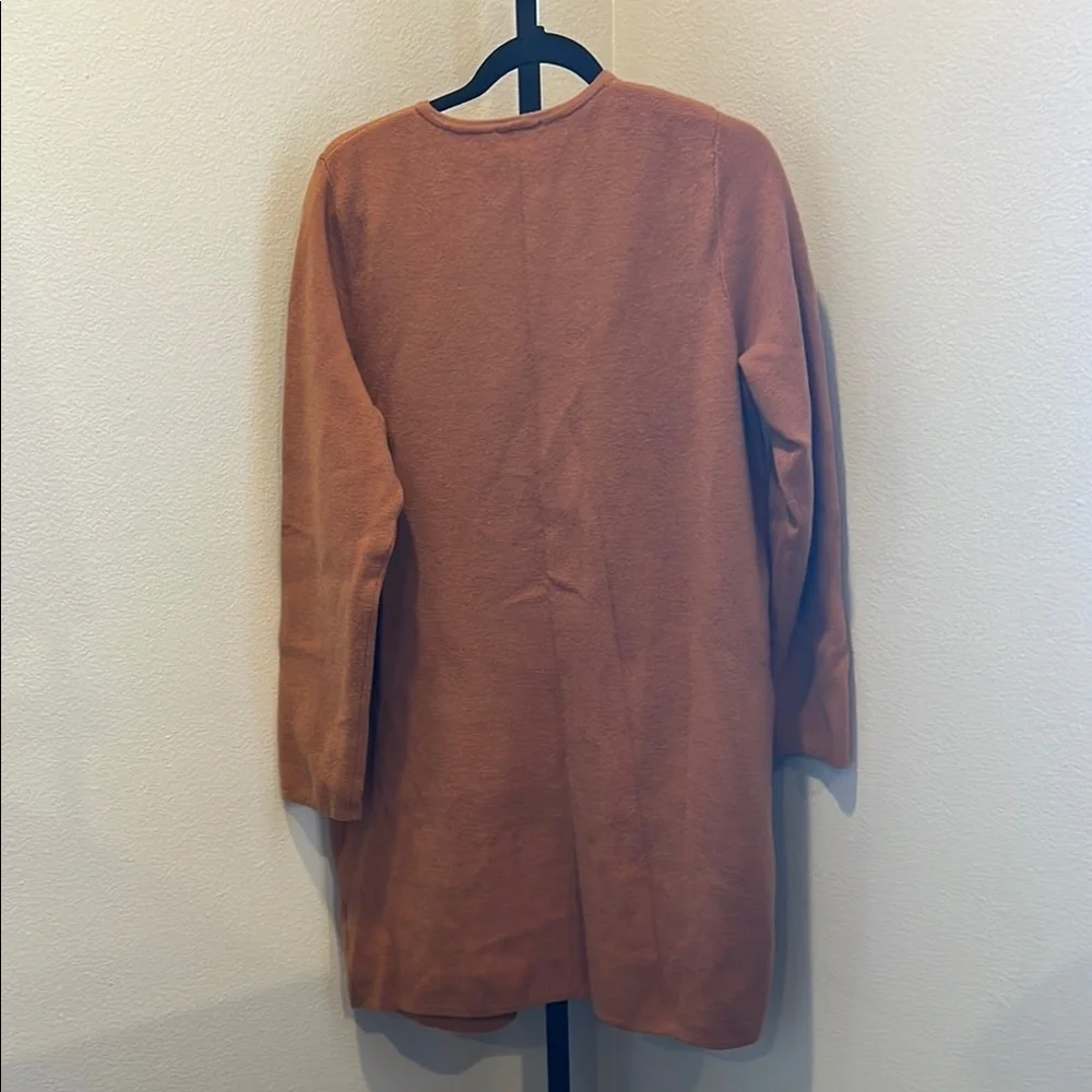 IMAN Tan Cardigan Sweater Longline Open Front